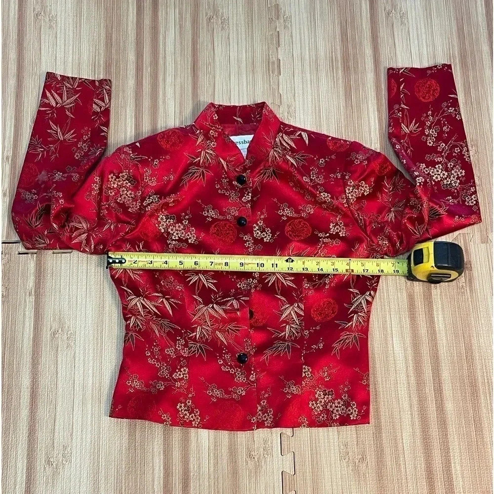 Dressbarn Asian Style Red Silk Jacket Women's Size Small - Picture 4 of 7